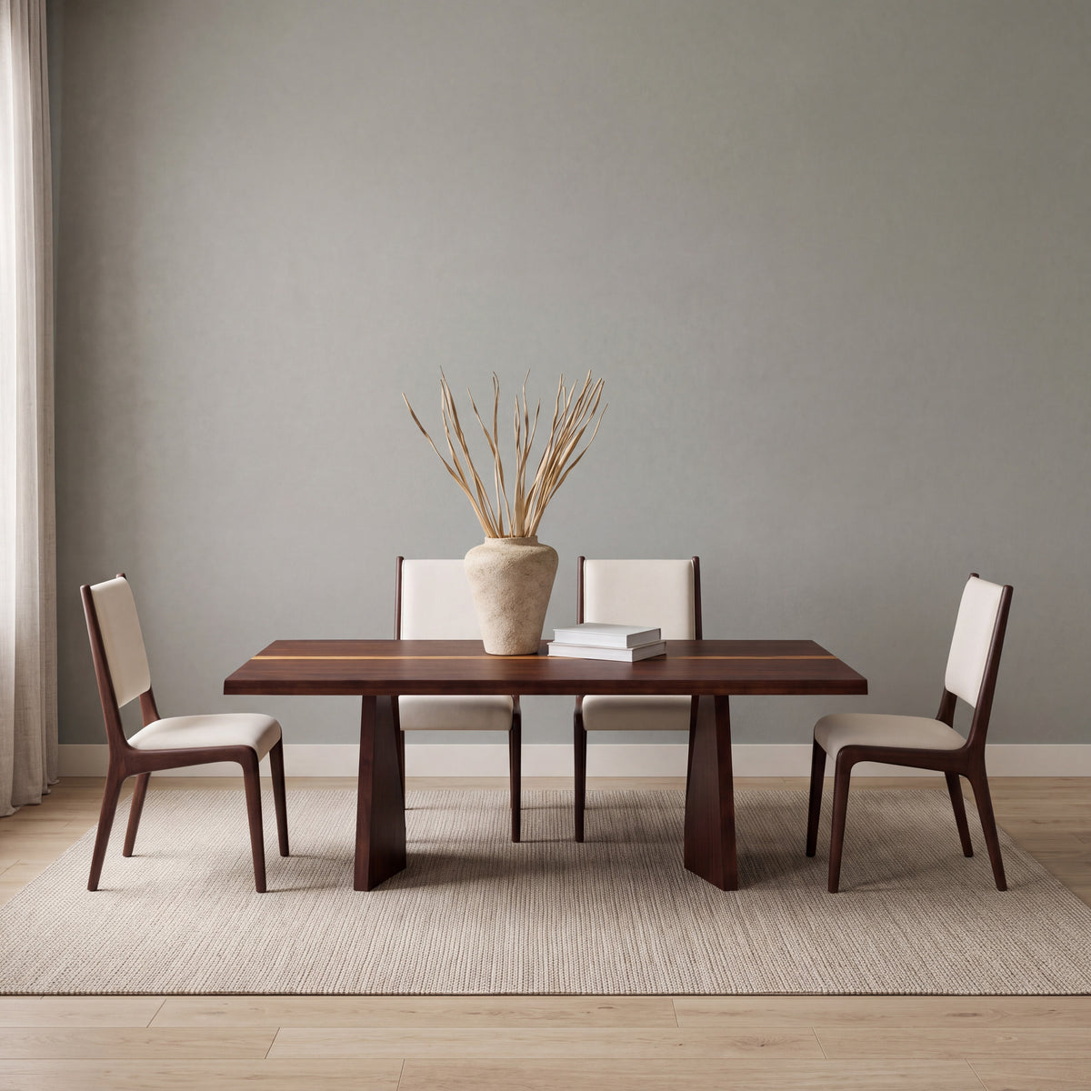 Greenington Torrey Dining Table in Black Walnut bamboo, styled in a dining room