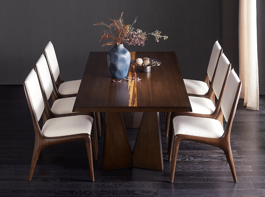 Torrey Dining Table in Black Walnut with Torino Dining Chairs