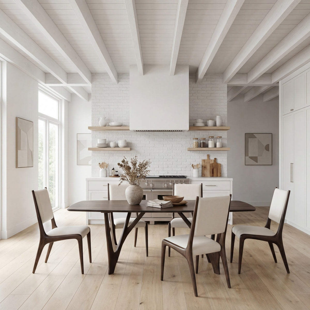 Greenington Vetra Dining Table in Black Walnut bamboo, in a dining room setting