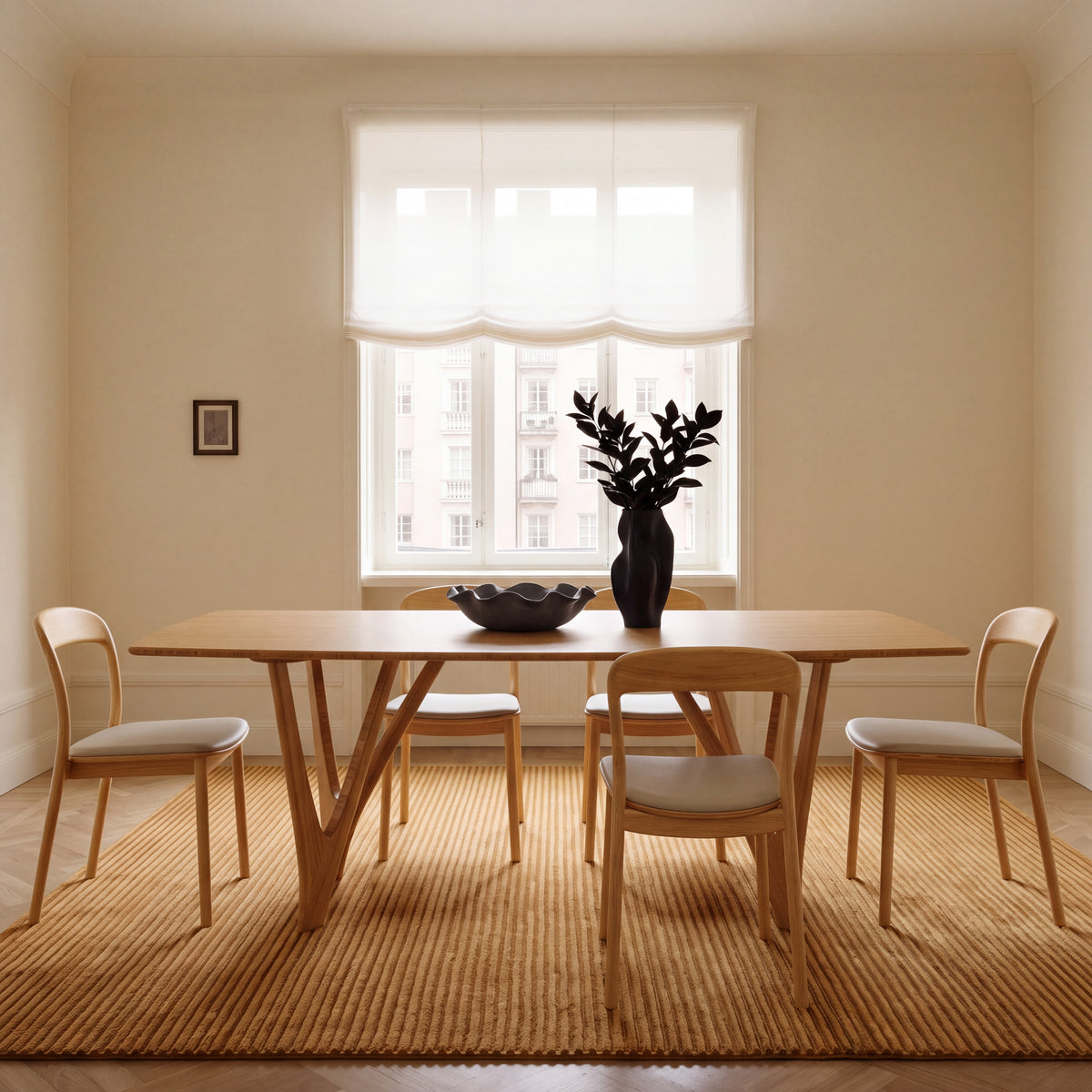 Greenington Vetra Dining Table in Caramelized bamboo, styled in a dining room