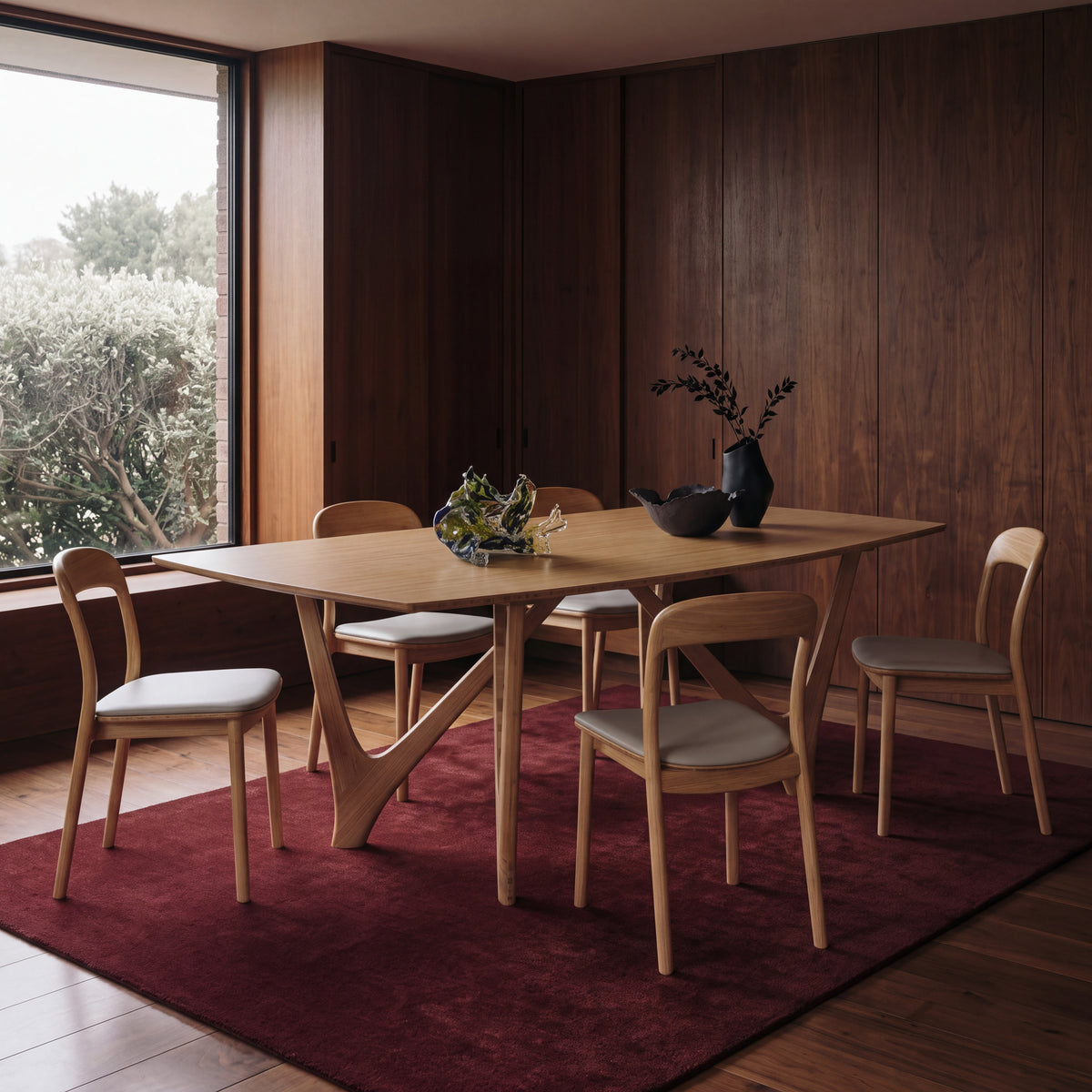 Greenington Vetra Dining Table in Caramelized bamboo, styled in a dining room