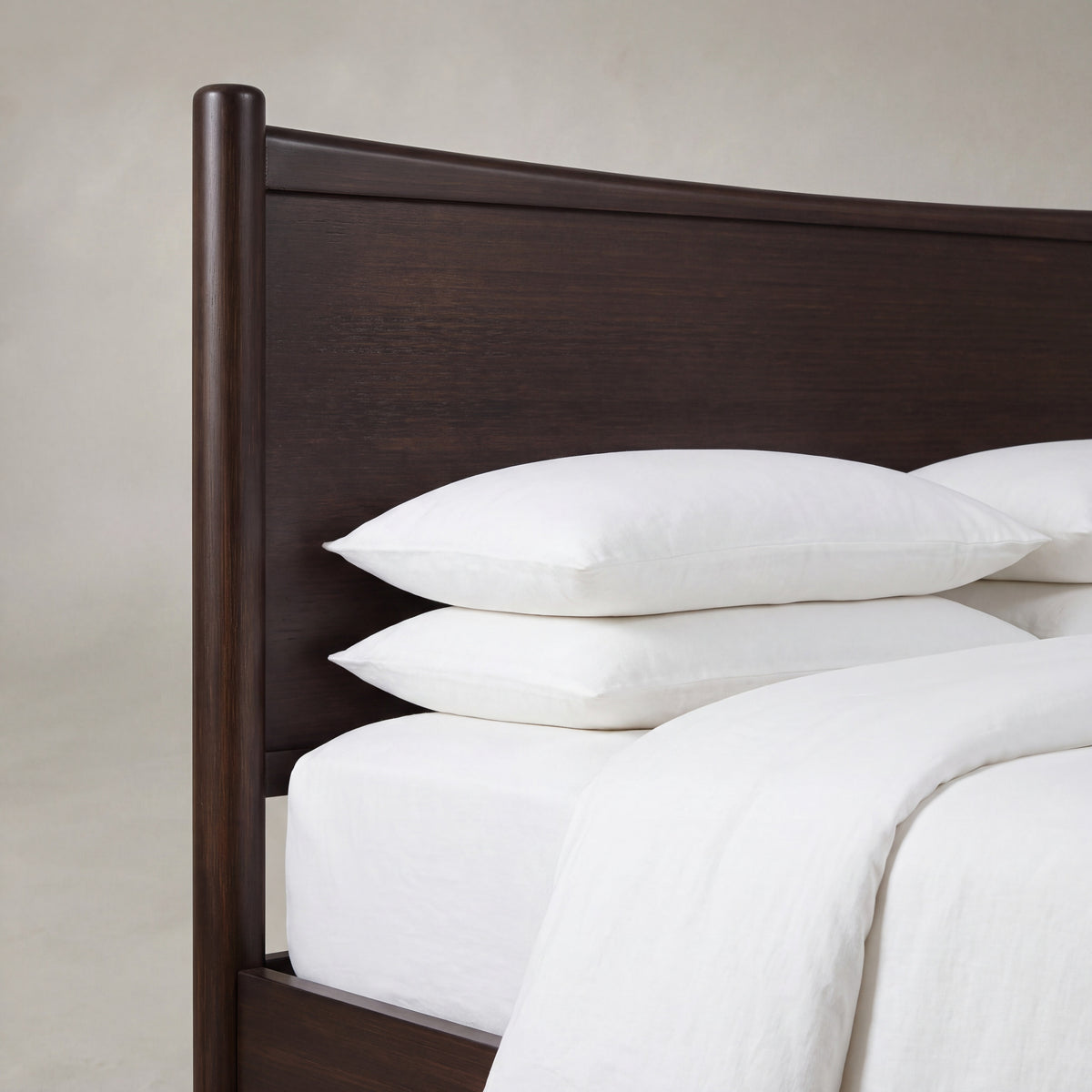 Close-up of the headboard on the Greenington Weston Platform Bed in Black Walnut bamboo