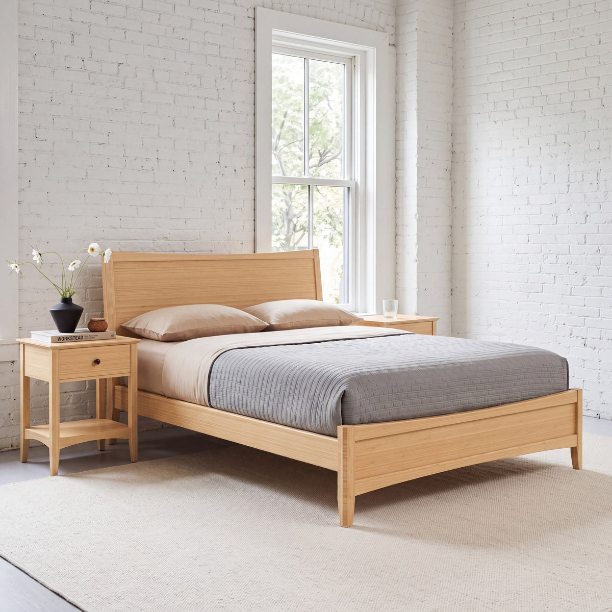 Willow platform bed and nightstand