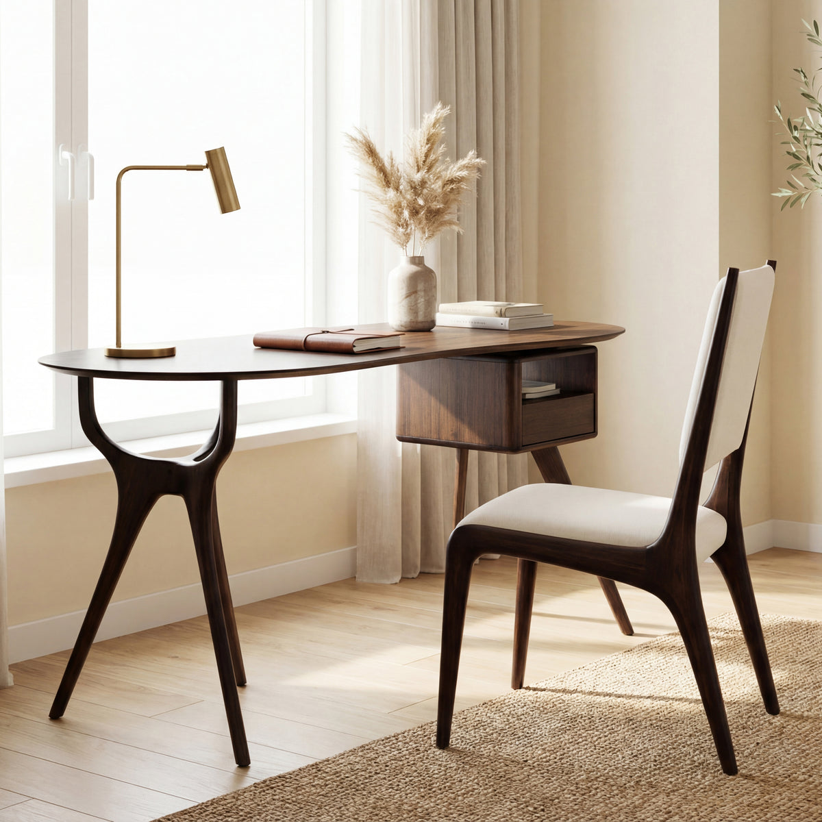 Greenington Wynn Writing Desk in Black Walnut bamboo, in a home office setting
