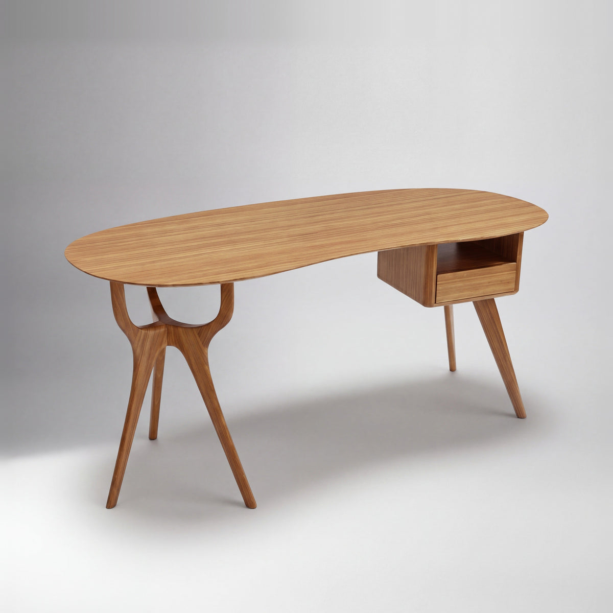 Greenington Wynn Writing Desk in Amber bamboo, on a studio background