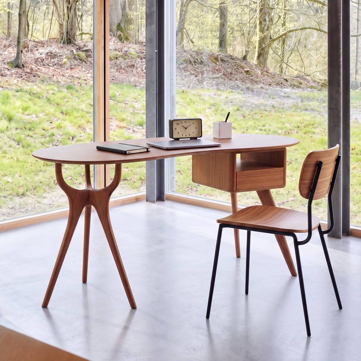 Greenington Wynn Writing Desk in Amber bamboo, styled in a home office