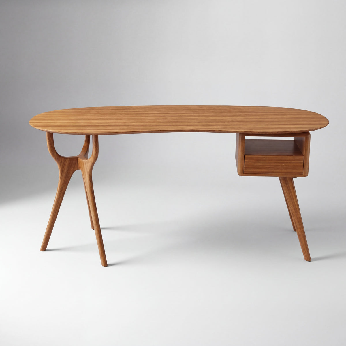 Greenington Wynn Writing Desk in Amber bamboo, shown on a plain background
