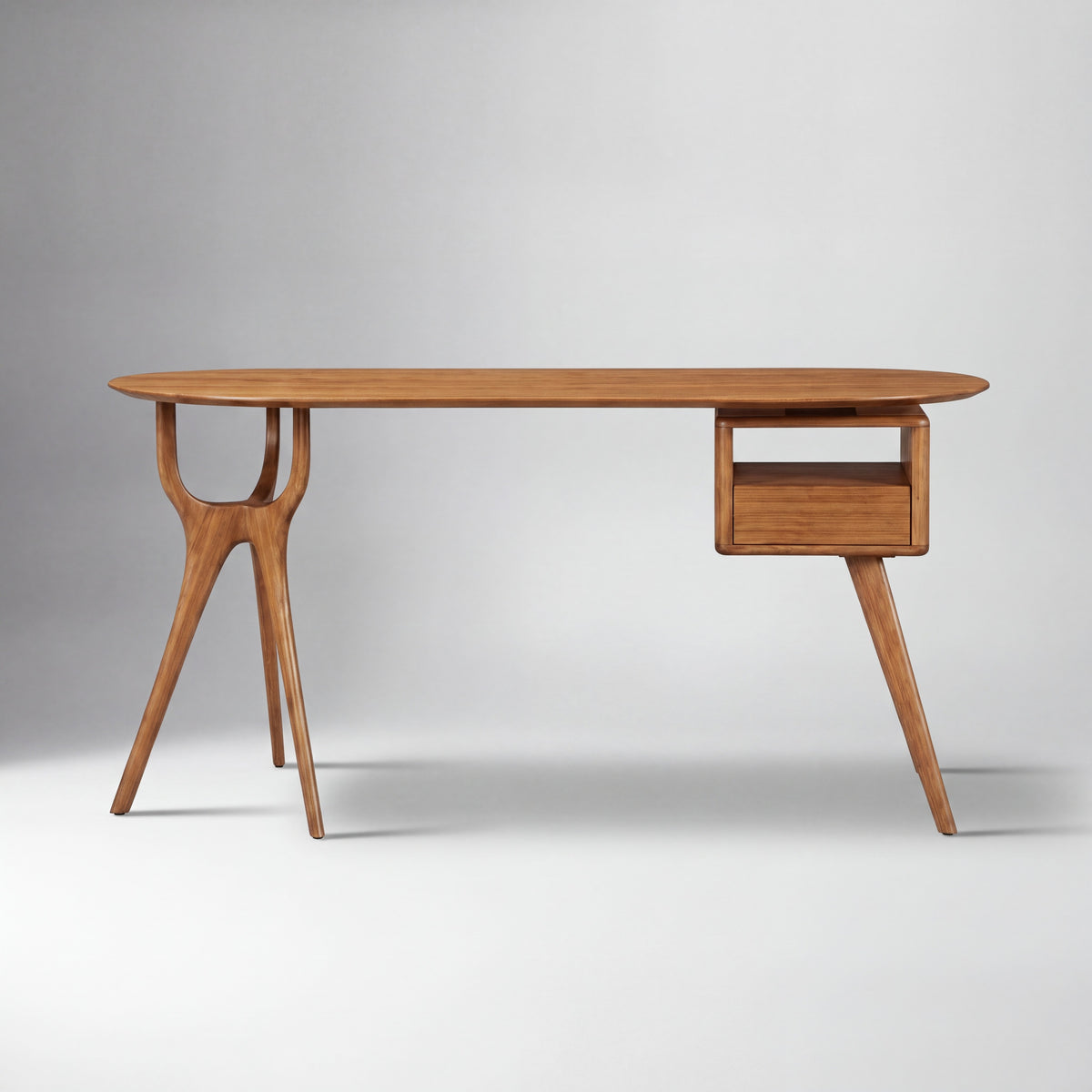 Greenington Wynn Writing Desk in Amber bamboo, on a studio background