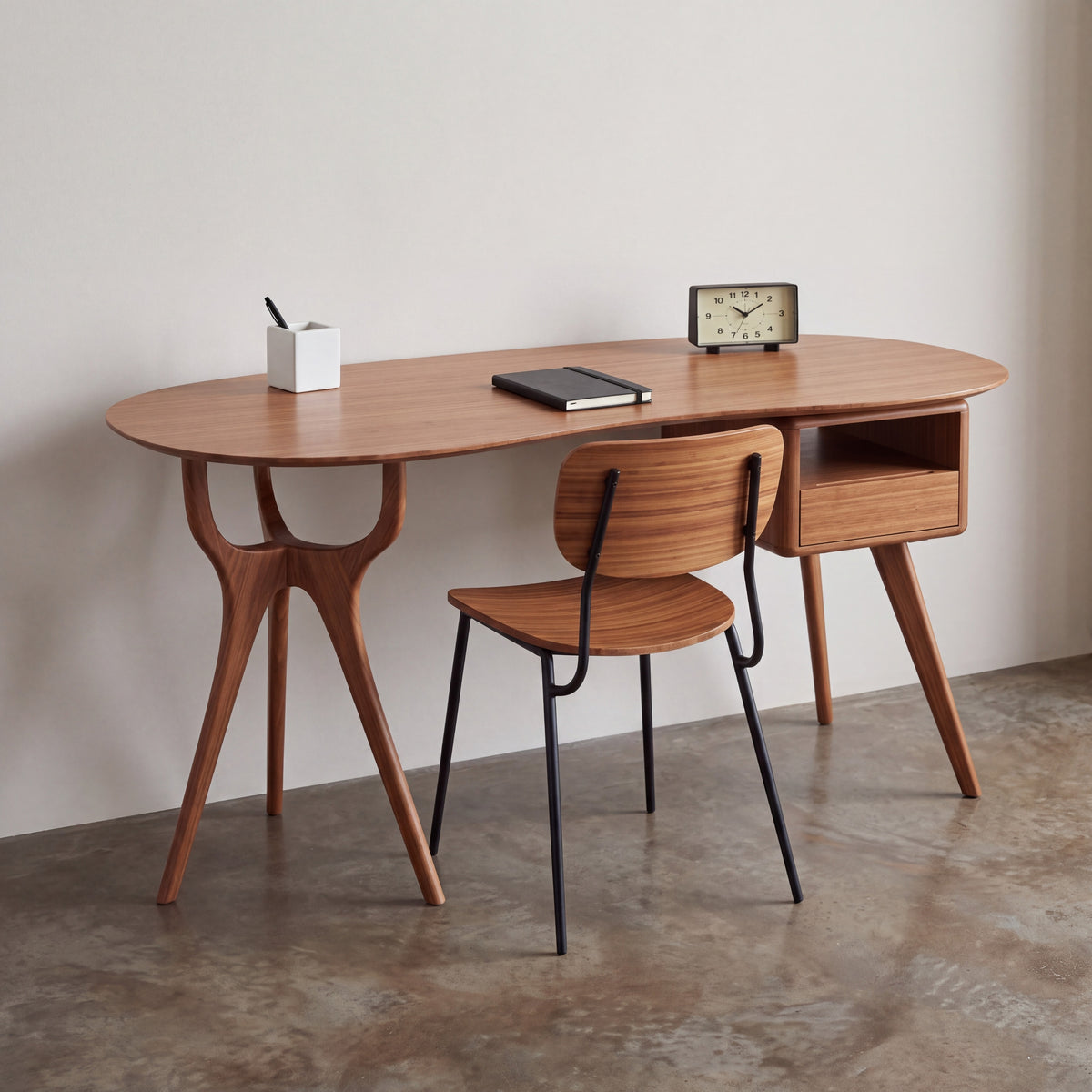 Greenington Wynn Writing Desk in Amber bamboo, shown in a home office