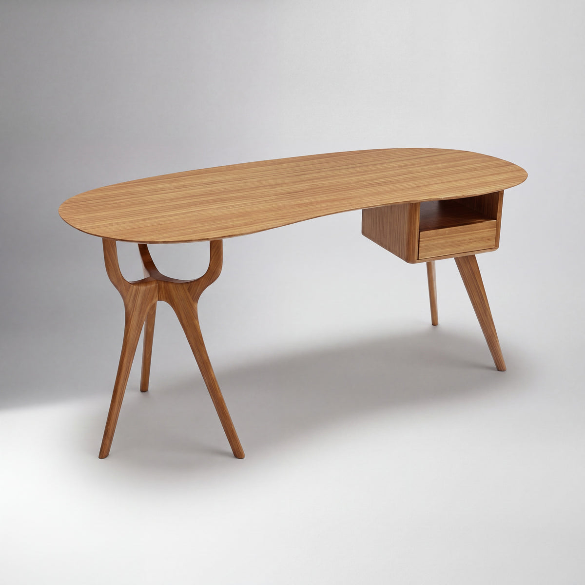 Greenington Wynn Writing Desk in Amber bamboo, on a studio background