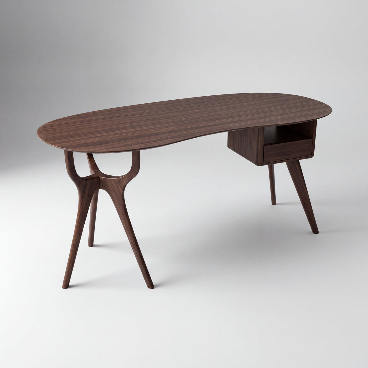 Greenington Wynn Writing Desk in Black Walnut bamboo, studio photo on a plain background