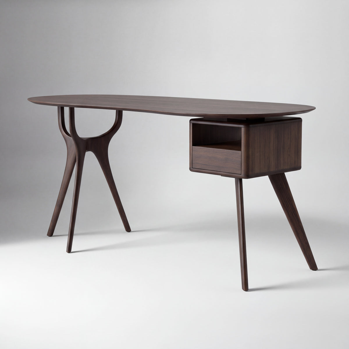 Greenington Wynn Writing Desk in Black Walnut bamboo, shown on a plain background