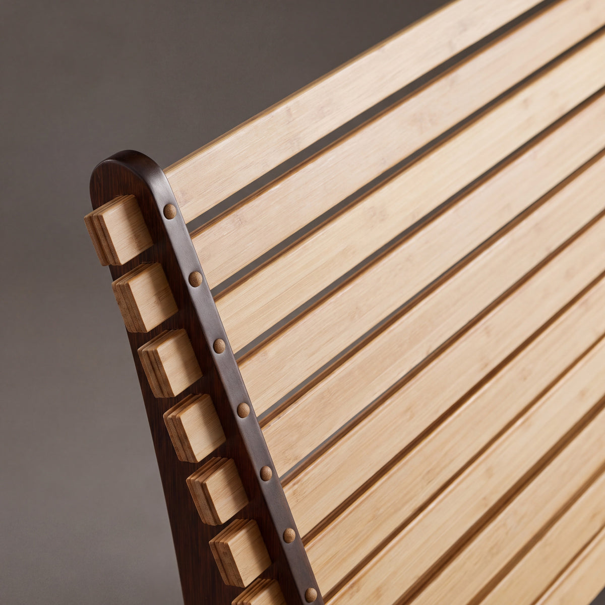 The frame of the Greenington Zen Lounge Chair in solid bamboo, up close