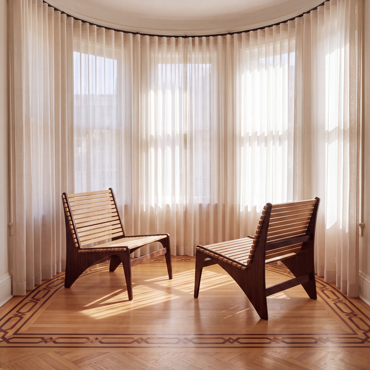 Greenington Zen Lounge Chair in solid bamboo, shown in a living room