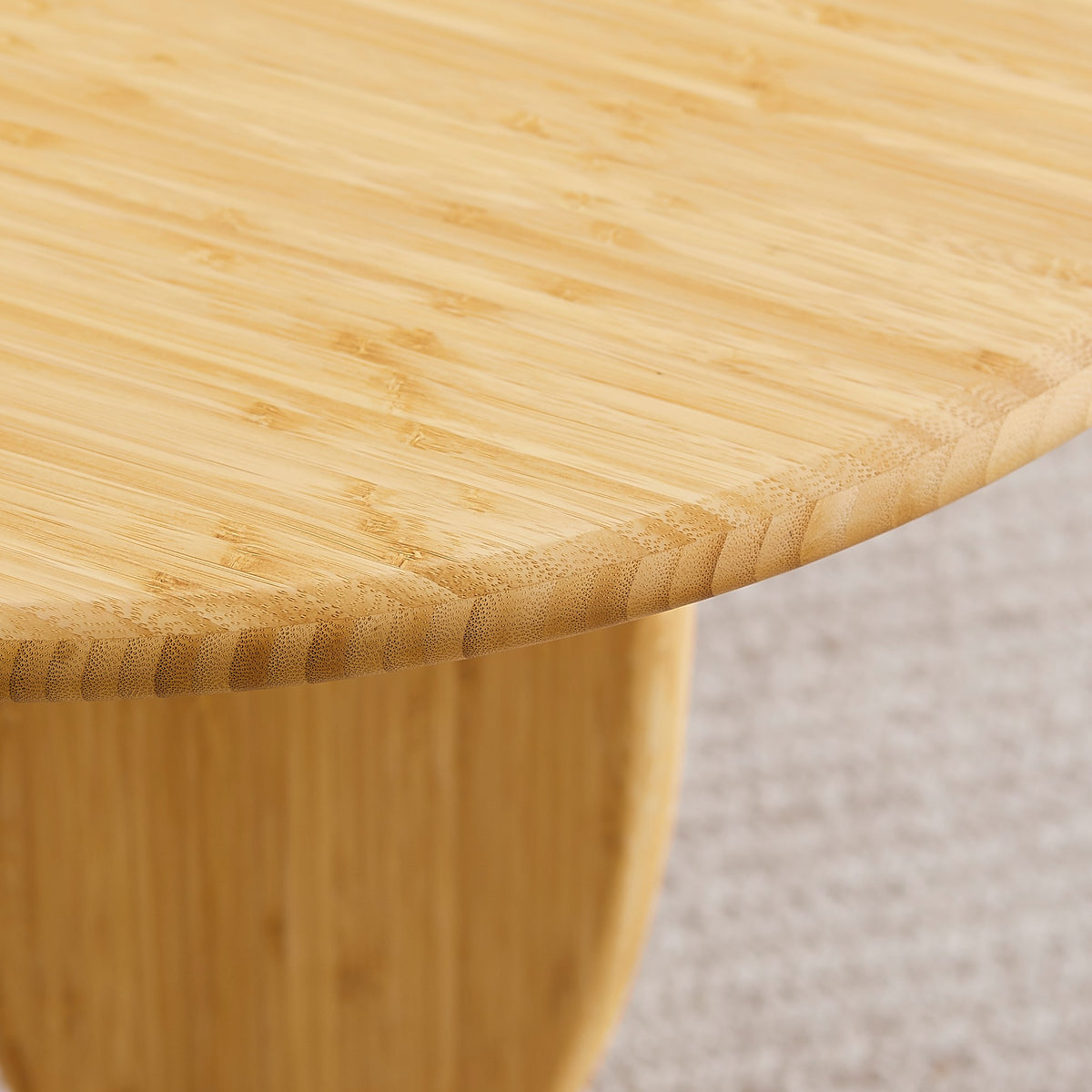 Close-up of the top and bamboo grain on the Greenington Zephyr Coffee Table in Wheat bamboo