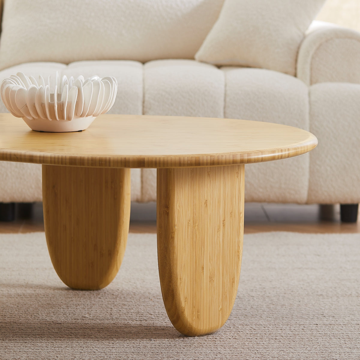 Greenington Zephyr Coffee Table in Wheat bamboo, shown in a living room
