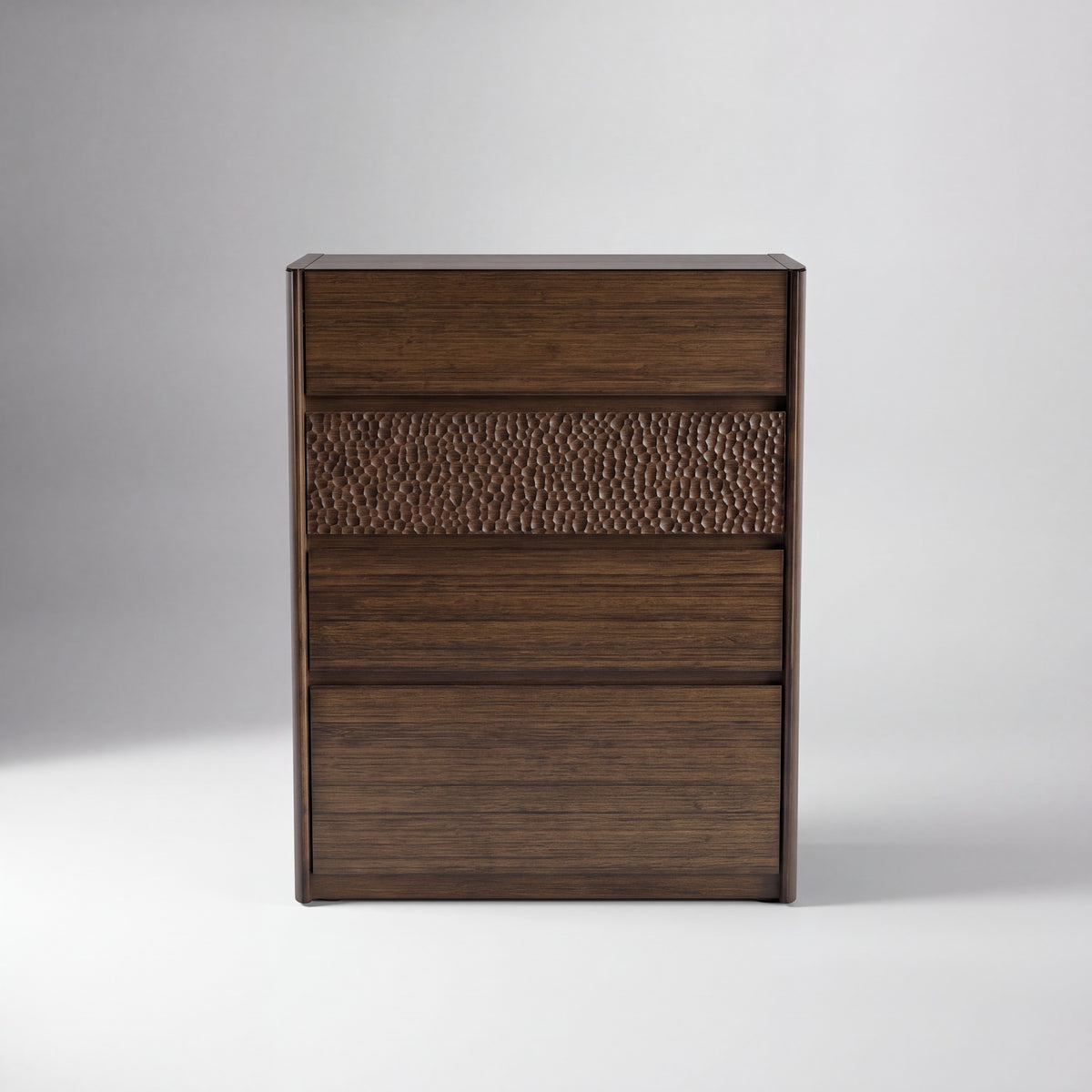 Greenington Zeva Chest in Black Walnut bamboo, on a studio background