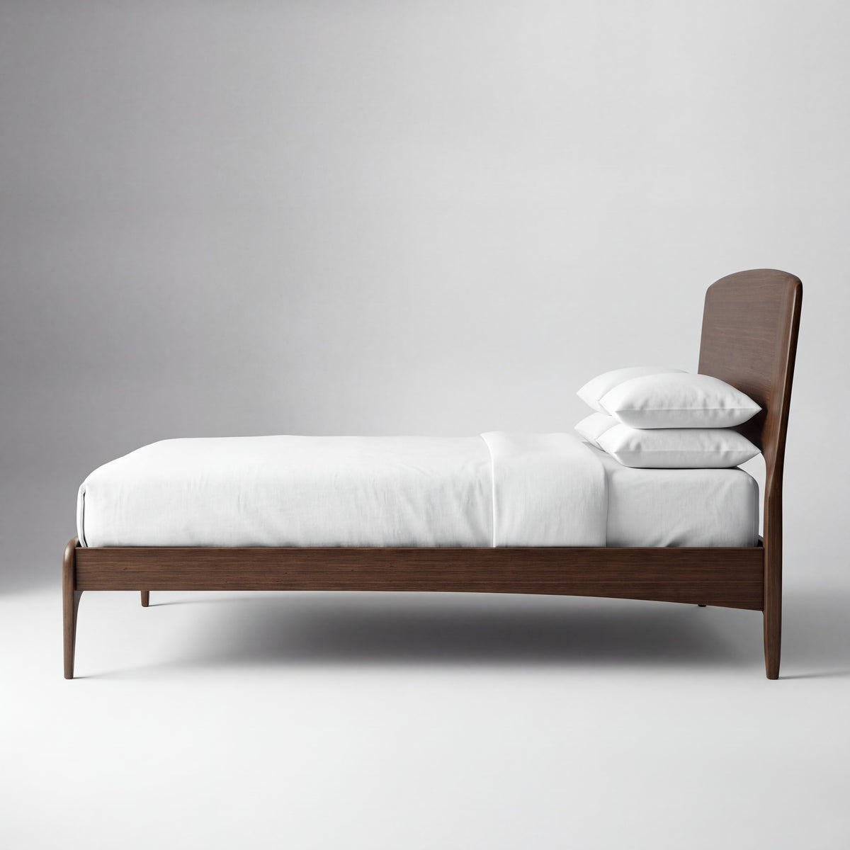 Greenington Zeva Platform Bed in Black Walnut bamboo, studio photo on a plain background