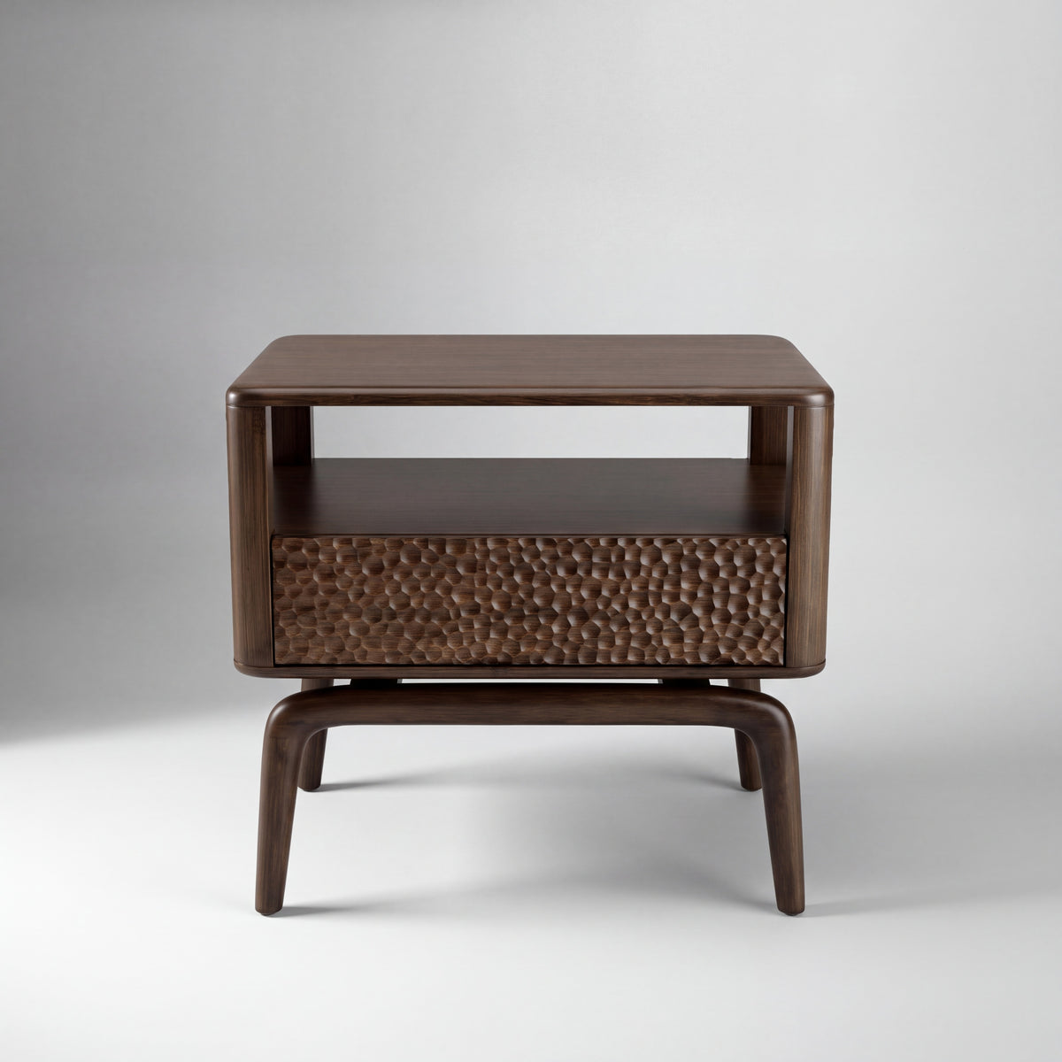 Greenington Zeva Nightstand in Black Walnut bamboo, on a studio background