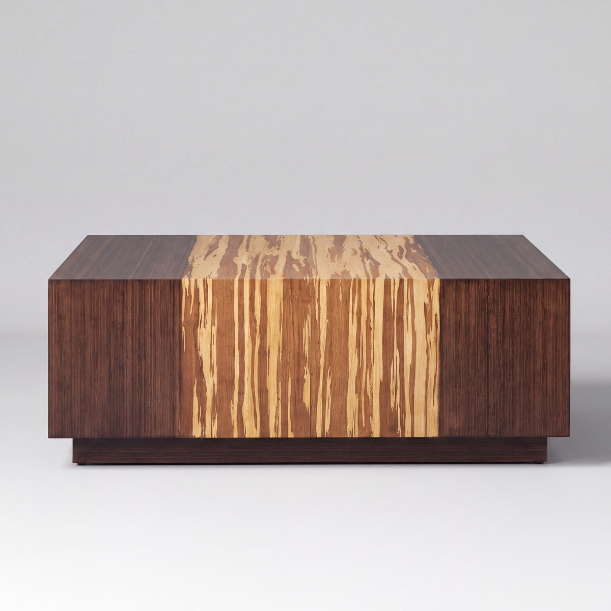 Greenington Azara Cube Coffee Table in Sable bamboo, on a studio background