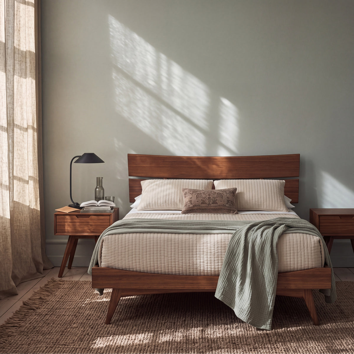 Greenington Summit Platform Bed in Amber bamboo, shown in a bedroom