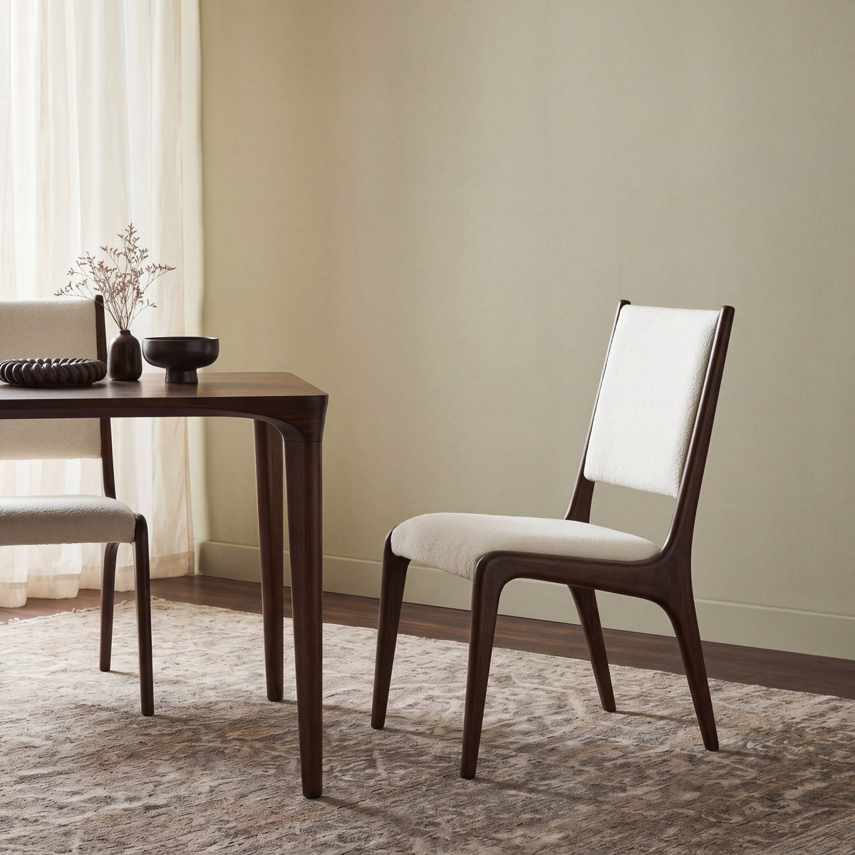 Greenington Torino Dining Chair in Black Walnut bamboo, styled in a dining room