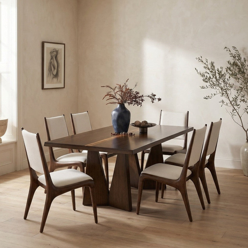 Greenington Torrey Dining Table in Black Walnut bamboo, styled in a dining room