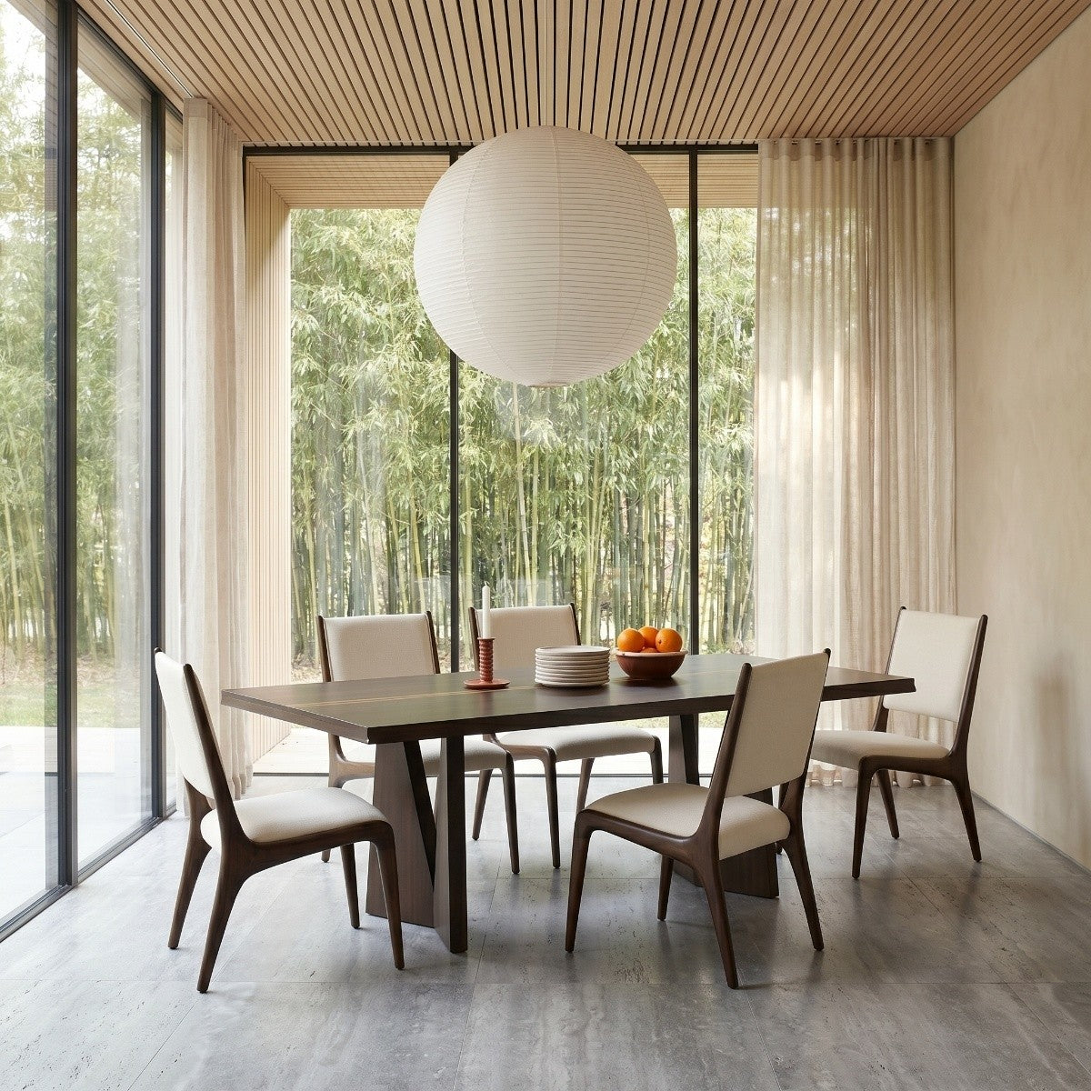Greenington Torrey Dining Table in Black Walnut bamboo, in a dining room setting