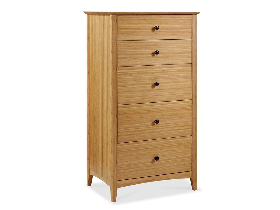 Eco Ridge by Greenington Modern and Sustainable Willow Bamboo Bedroom 5 Drawer High Chest in Caramelized Finish