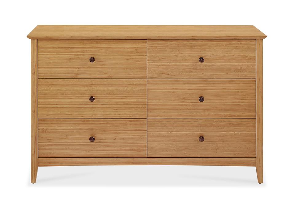 Eco Ridge by Greenington Modern and Sustainable Willow Bamboo Bedroom 6 Drawer Double Dresser in Caramelized Finish