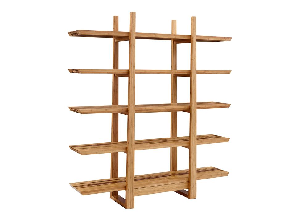 Greenington's Modern and Sustainable Magnolia Solid Bamboo Shelf in Caramelized Finish with Exotic Tiger Accent