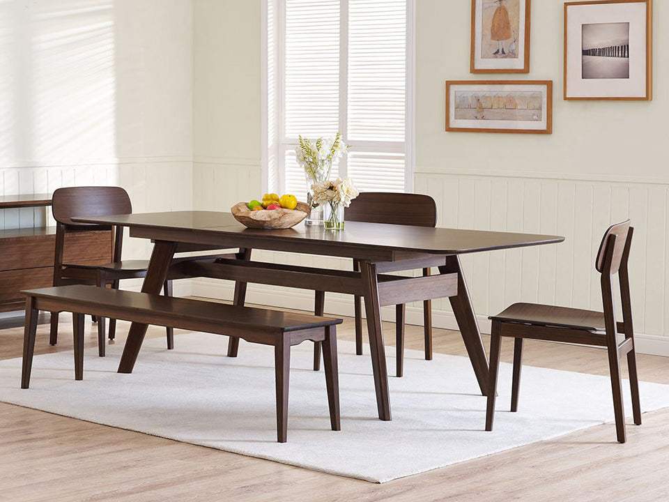 Greenington's Modern and Sustainable Currant Solid Bamboo Extension Dining Table in Black Walnut Finish