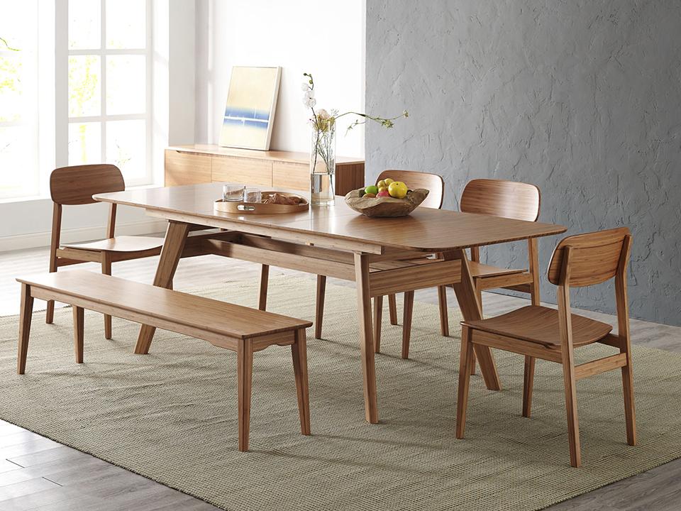 Greenington's Modern and Sustainable Currant Solid Bamboo Extension Dining Table in Caramelized Finish