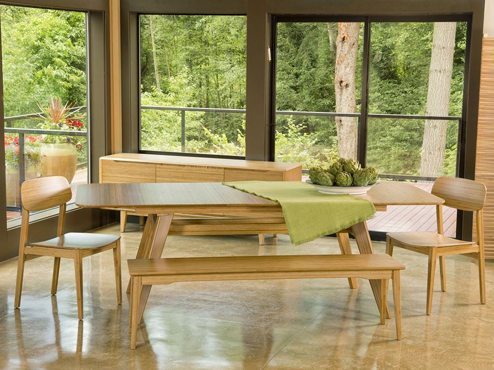 Greenington's Modern and Sustainable Currant Solid Bamboo Dining Long Bench in Caramelized Finish