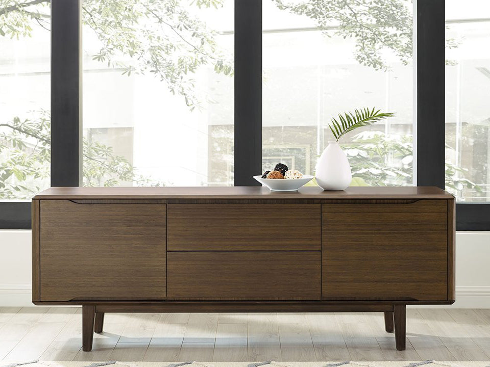 Greenington's Modern and Sustainable Currant Solid Bamboo Dining Sideboard Buffet Media Center in Black Walnut Finish