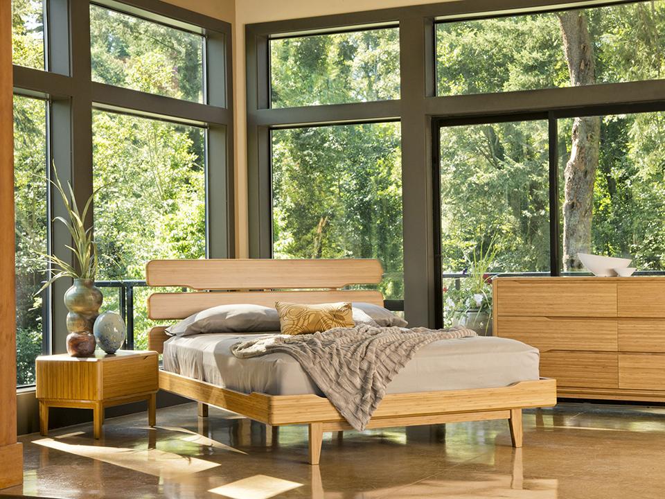 Greenington's Modern and Sustainable Currant Queen Solid Bamboo Platform Bed in Caramelized Finish