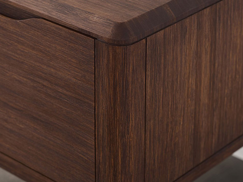 Greenington's Modern and Sustainable Currant Solid Bamboo Bedroom 1 Drawer Nightstand in Oiled Walnut Finish
