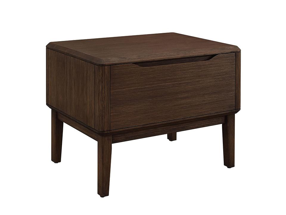 Greenington's Modern and Sustainable Currant Solid Bamboo Bedroom 1 Drawer Nightstand in Oiled Walnut Finish