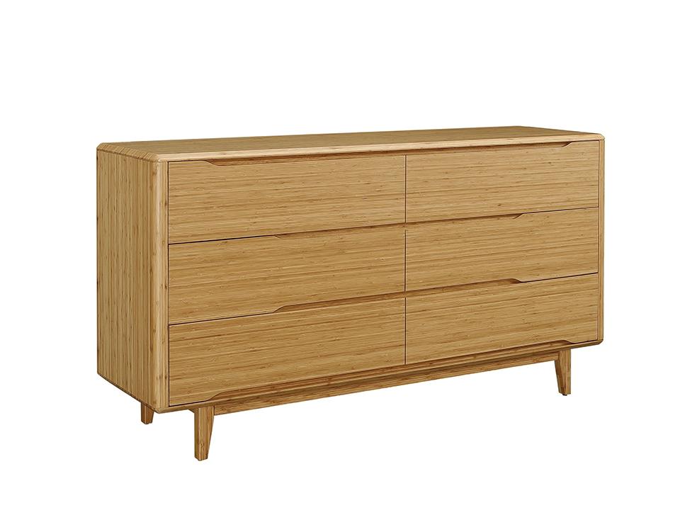 Greenington's Modern and Sustainable Currant Solid Bamboo Bedroom 6 Drawer Double Dresser in Caramelized Finish