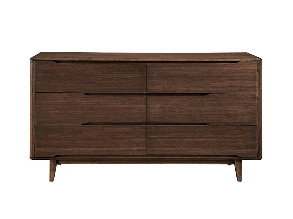 Greenington's Modern and Sustainable Currant Solid Bamboo Bedroom 6 Drawer Double Dresser in Oiled Walnut Finish