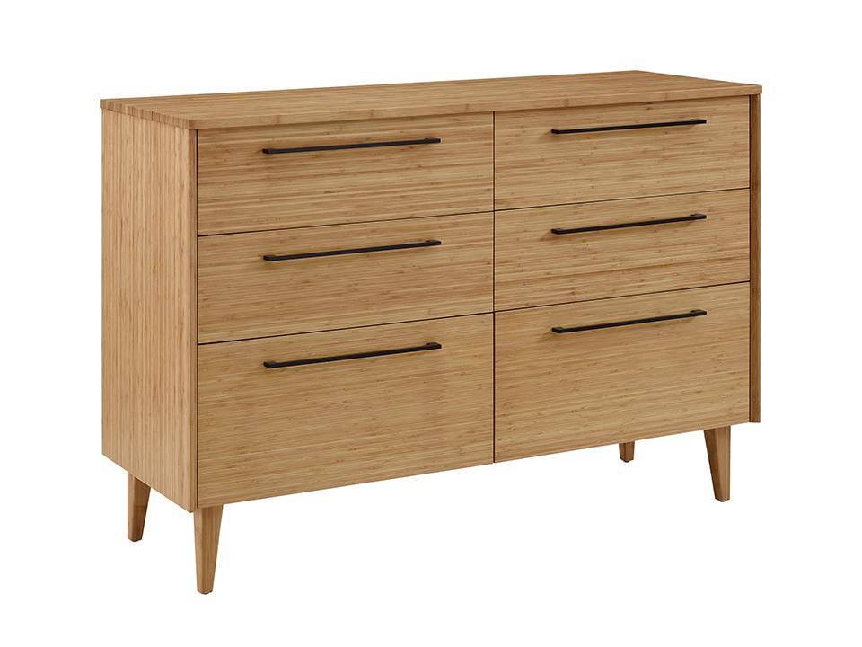 Greenington's Modern and Sustainable Sienna Solid Bamboo Bedroom 6 Drawer Double Dresser in Caramelized Finish