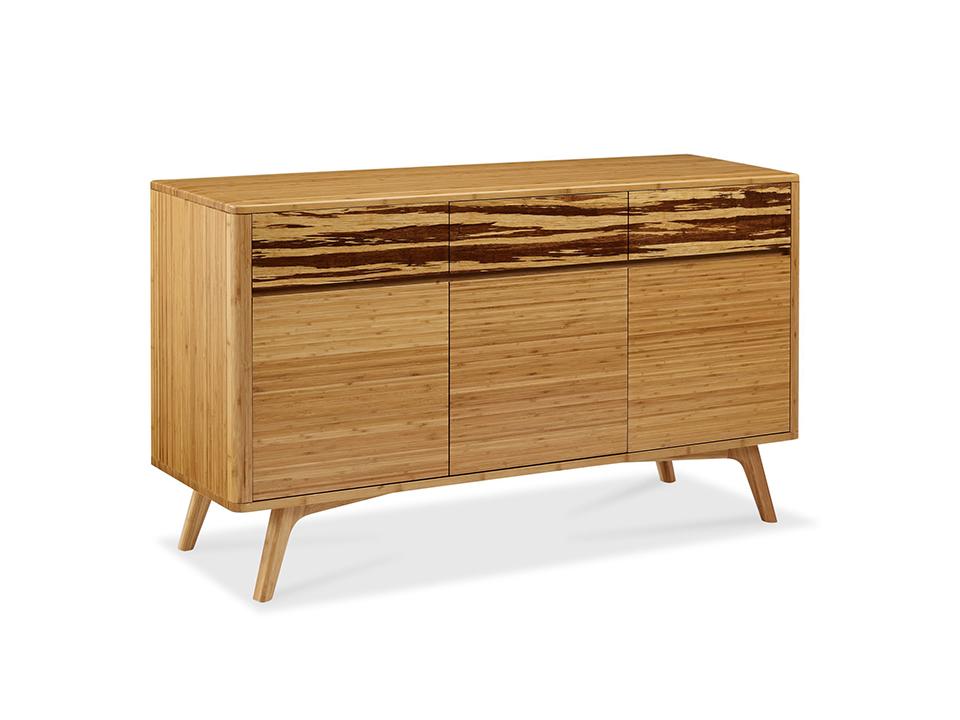 Greenington's Modern and Sustainable Azara Solid Bamboo Dining Sideboard Buffet in Caramelized Finish with Exotic Tiger Accent