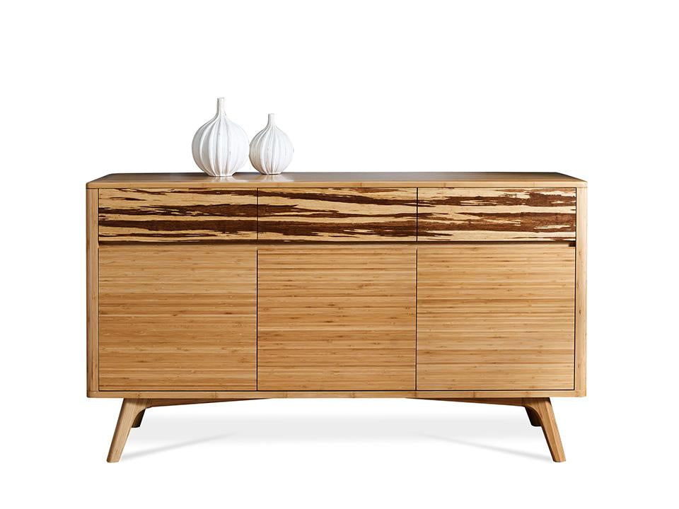 Greenington's Modern and Sustainable Azara Solid Bamboo Dining Sideboard Buffet in Caramelized Finish with Exotic Tiger Accent