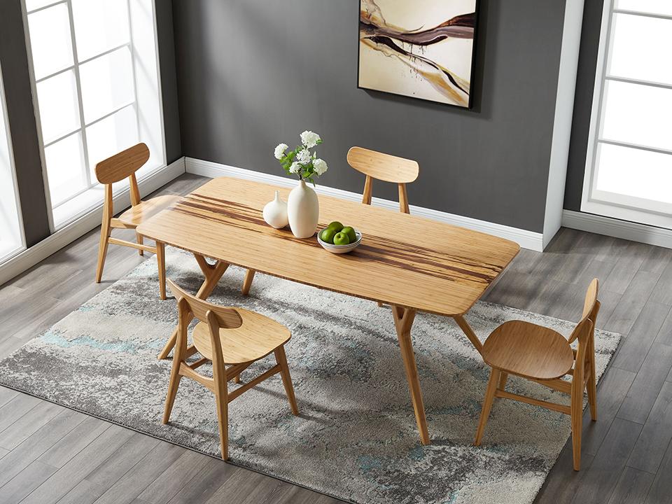 Greenington's Modern and Sustainable Azara Solid Bamboo Dining Table in Caramelized Finish with Exotic Tiger Accent