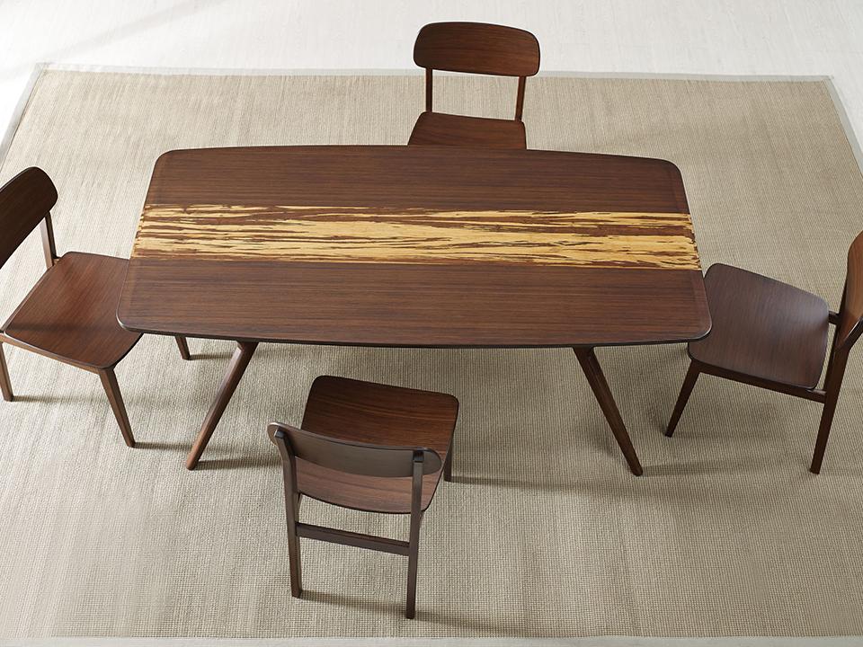Greenington's Modern and Sustainable Azara Solid Bamboo Dining Table in Sable Finish with Exotic Tiger Accent