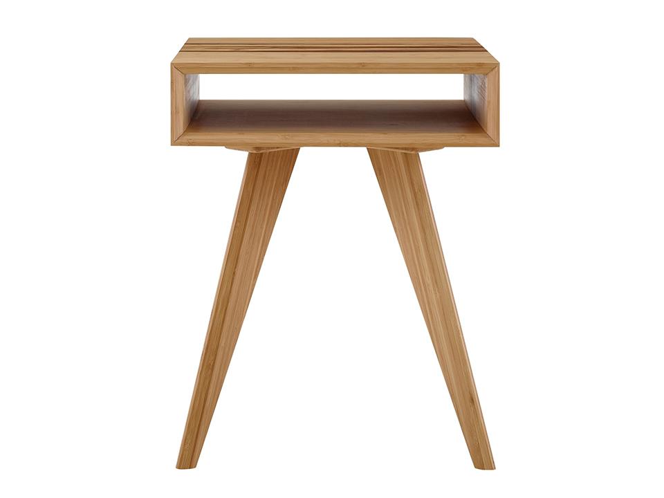 Greenington's Modern and Sustainable Azara Solid Bamboo Occasional End Table in Caramelized Finish with Exotic Tiger Accent
