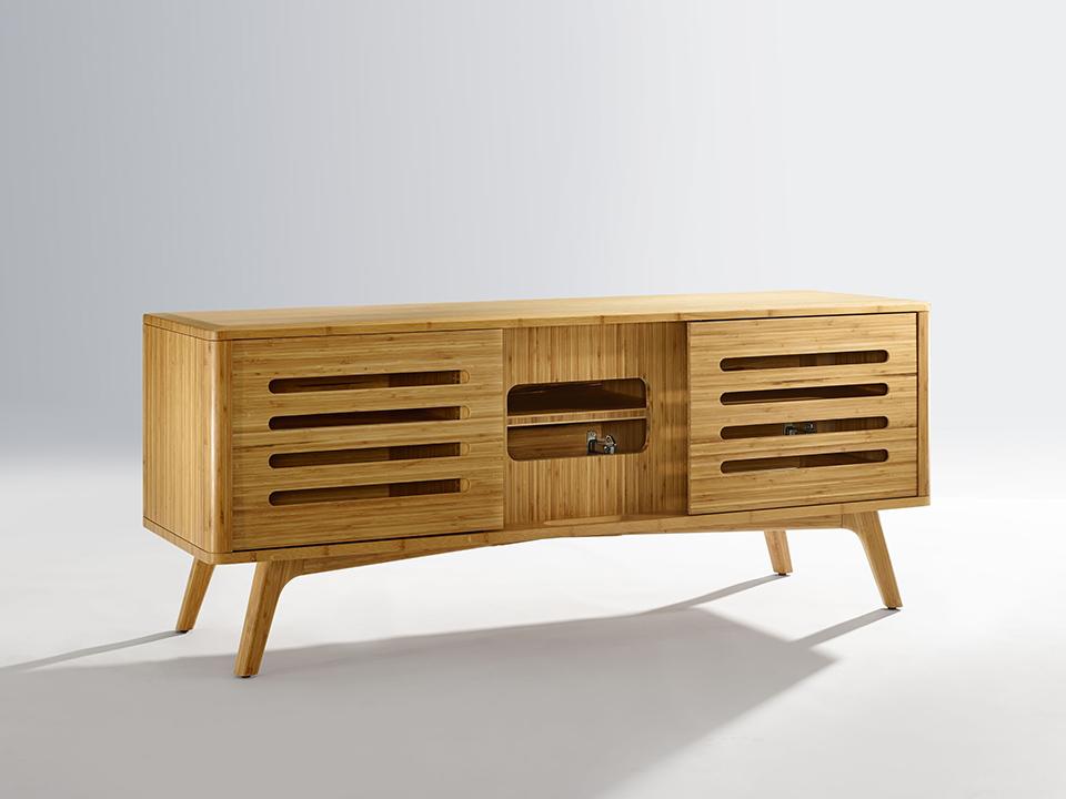 Greenington's Modern and Sustainable Azara Solid Bamboo Occasional Media Entertainment Cabinet in Caramelized Finish with Exotic Tiger Accent