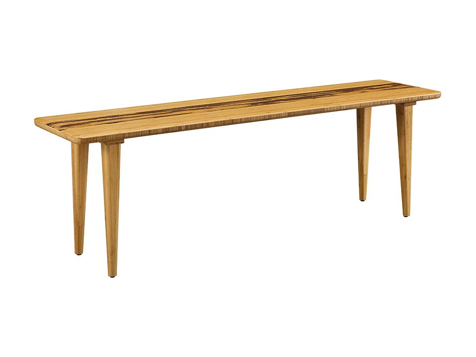 Greenington's Modern and Sustainable Azara Solid Bamboo Bench in Caramelized Finish with Exotic Tiger Accent
