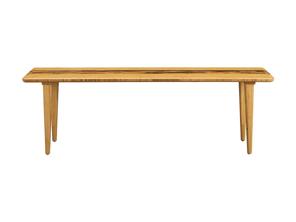 Greenington's Modern and Sustainable Azara Solid Bamboo Bench in Caramelized Finish with Exotic Tiger Accent