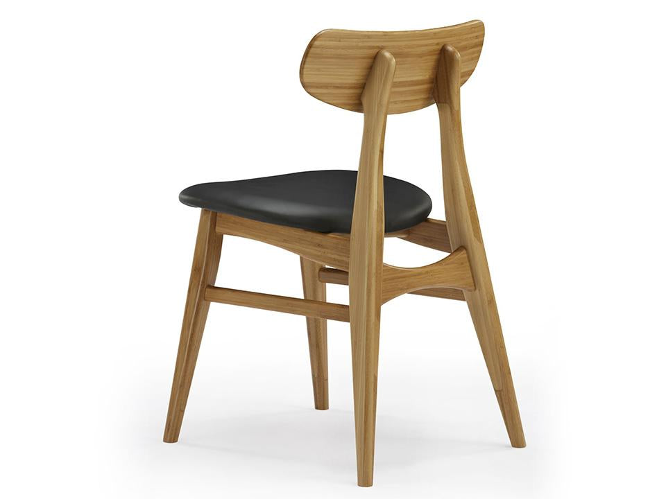 Greenington's Modern and Sustainable Cassia Solid Bamboo Dining Chair with Leather Seat in Caramelized Finish